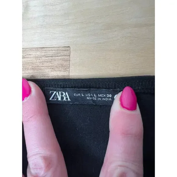 Zara Beaded Bustier Style Top Cropped Size Large Black Gold Sleeveless Festival - Picture 10 of 10